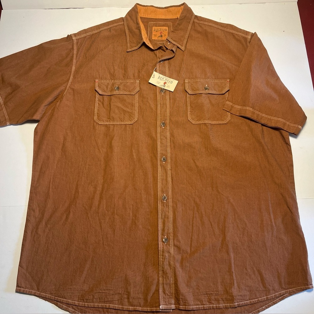NEW REDHEAD BASS PRO MENS SHIRT LONG HORN ORANGE 100% COTTON BUTTON DOWN NWT